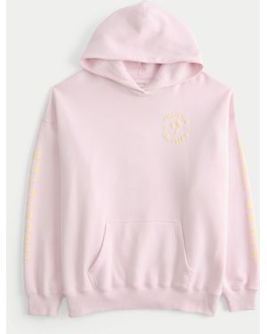 Hollister Hollister Feel Good Oversized Logo Graphic Hoodie - Pink