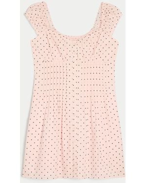 Hollister Cap Sleeve Button Front Mini Dress - Pink