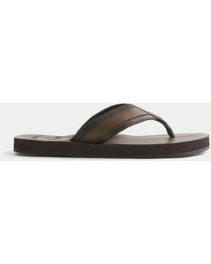 Hollister Faux Leather Flip Flops - Brown