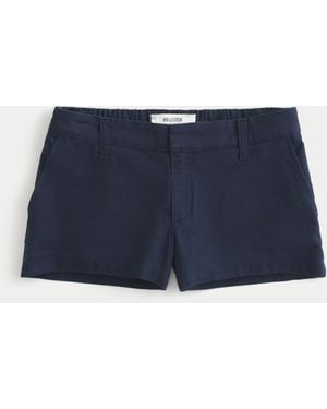 Hollister Low-rise Linen-blend Shortie Shorts - Blue