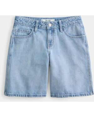 Hollister Low-rise Light Wash Baggy Jort - Blue