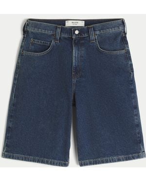 Hollister Dark Wash Super Baggy Jean Shorts - Blue
