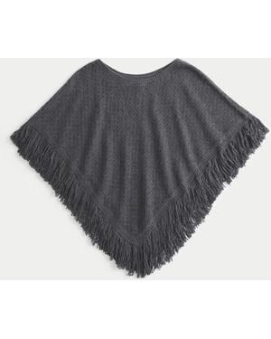 Hollister Easy Fringe Poncho - Grey
