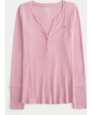 Hollister Long-sleeve Icon Henley - Pink