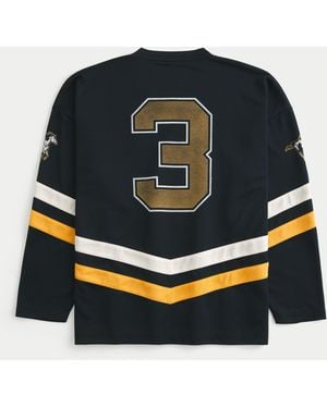 Hollister Baggy Westside Mustangs Graphic Hockey Jersey - Blue