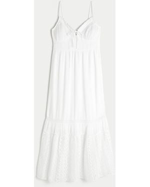 Hollister Lace Inset Maxi Dress - White