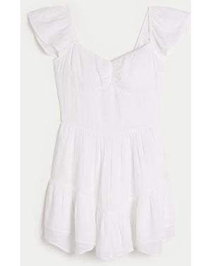 Hollister Flutter Sleeve Pinch Bust Mini Skort Dress - White