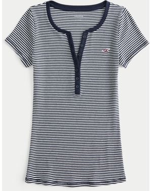 Hollister Short-sleeve Icon Henley - Blue