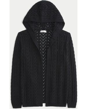 Hollister Stitchy Hooded No-close Cardigan - Black