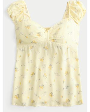 Hollister Babydoll-Oberteil mit geraffter Brustpartie - Gelb