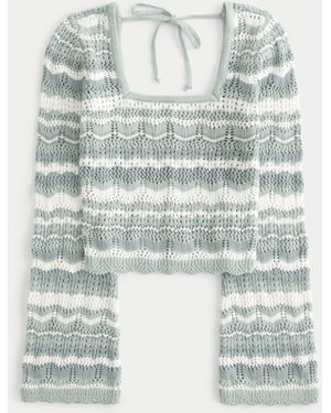 Hollister Long-sleeve Square-neck Crochet-style Jumper - Multicolour
