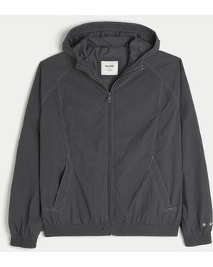 Hollister Hooded Windbreaker Jacket - Black