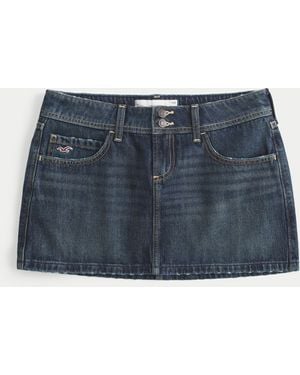 Hollister Low-rise Dark Wash Denim Mini Skort - Blue