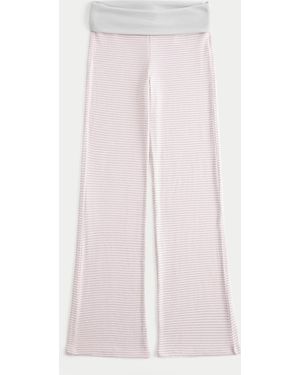 Hollister Foldover Waist Knit Flare Trousers - Pink