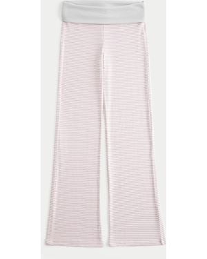 Hollister Foldover Waist Knit Flare Trousers - Pink