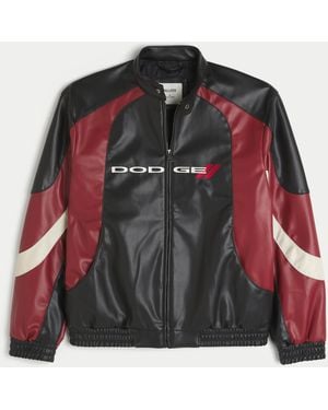 Hollister Faux Leather Dodge Graphic Jacket - Black