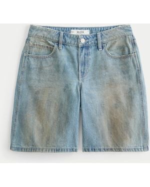 Hollister Low-rise Tinted Mud Wash Baggy Jort - Blue