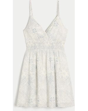 Hollister Smocked Waist Mini Dress - White