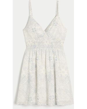 Hollister Smocked Waist Mini Dress - White