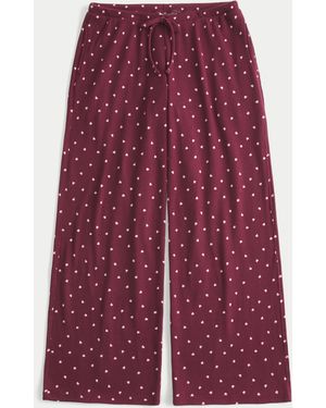 Hollister Cosy Ribbed Wide-leg Trousers - Purple