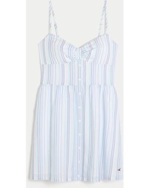 Hollister Button Front Woven Mini Dress - White