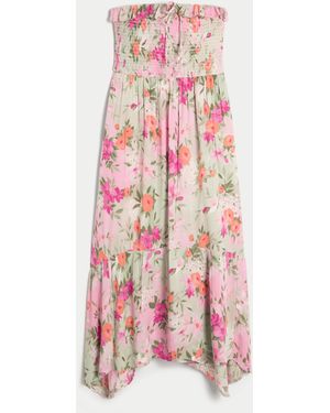 Hollister Strapless Smocked Maxi Dress - Pink
