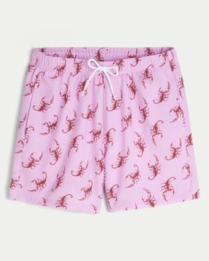 Hollister Mid-thigh Volley Swim Trunks - Pink