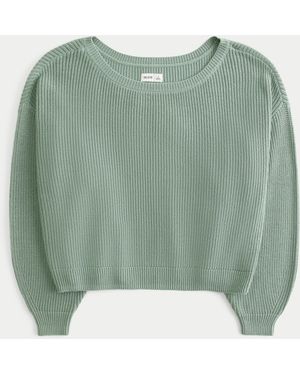 Hollister Slouchy Off-the-shoulder Jumper - Green