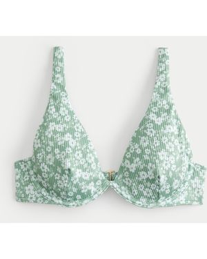 Hollister Curvy High Apex Ribbed Underwire Bikini Top - Green