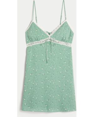 Hollister Lace Detail Slip Mini Dress - Green