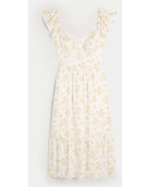 Hollister V-waist Open Back Midi Dress - Natural