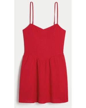 Hollister Open-back Linen-blend Skort Dress - Red