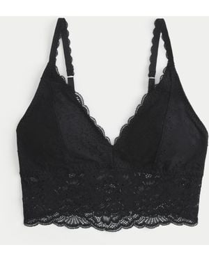 Hollister Lace Longline Triangle Bralette - Black