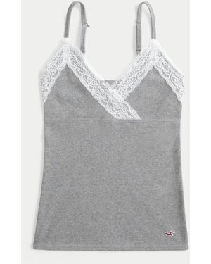 Hollister Wrap Lace Trim Layering Cami - Grey