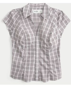 Hollister Kurzärmliges Hemd mit Raffung - Weiß