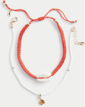 Hollister Hibiscus Charm Anklet 2-pack - White