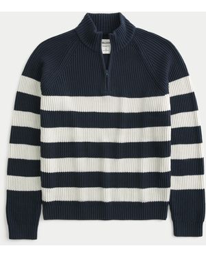 Hollister Lässiger Pullover mit Viertelreißverschluss - Blau