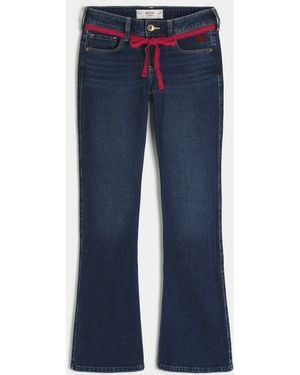 Hollister Low-rise Dark Wash Red Tie Waist Bootcut Jeans - Blue
