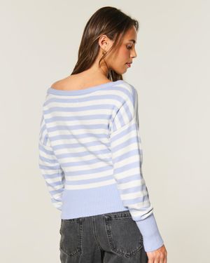 Hollister Legerer, schulterfreier Pullover mit Bündchen - Weiß