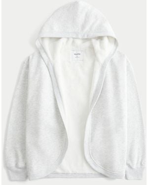 Hollister Faux Fur-lined No-close Fleece Cardigan - White