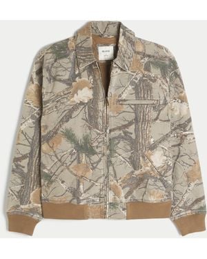 Hollister Zip-up Camo Workwear Jacket - Brown