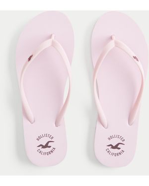 Hollister Rubber Logo Flip Flops - Pink