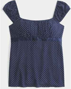 Hollister Easy Satin Tie Babydoll Top - Blue