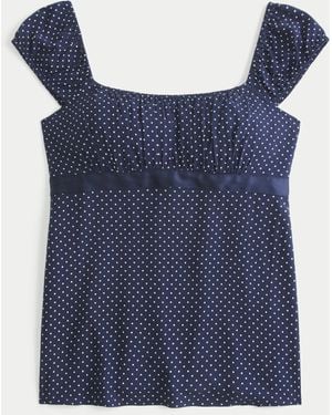 Hollister Easy Satin Tie Babydoll Top - Blue