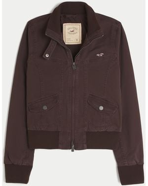 Hollister Zip-up Twill Jacket - Brown