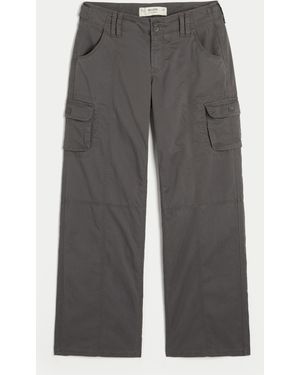Hollister Adjustable Waist Low-rise Baggy Cargo Trousers - Grey
