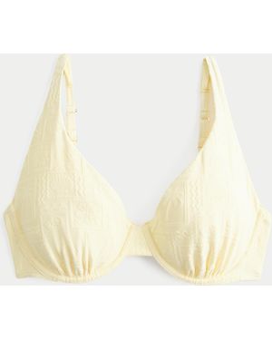 Hollister Curvy High Apex Jacquard Underwire Bikini Top - Natural