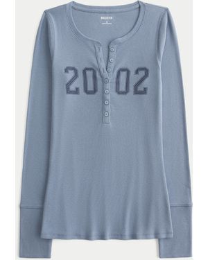 Hollister 2002 Graphic Henley - Blue