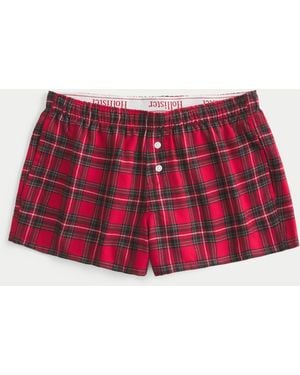 Hollister Flannel Boxer Shorts - Red