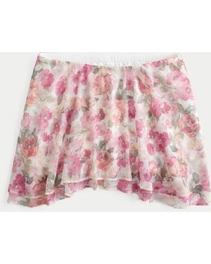Hollister Chiffon Asymmetrical Hem Mini Skirt - Pink